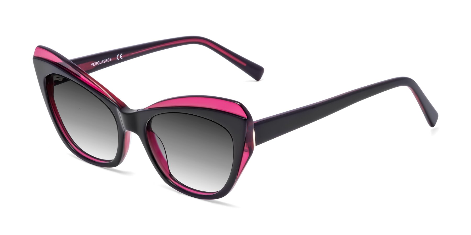 Angle of 1469 in Black-Plum with Gray Gradient Lenses