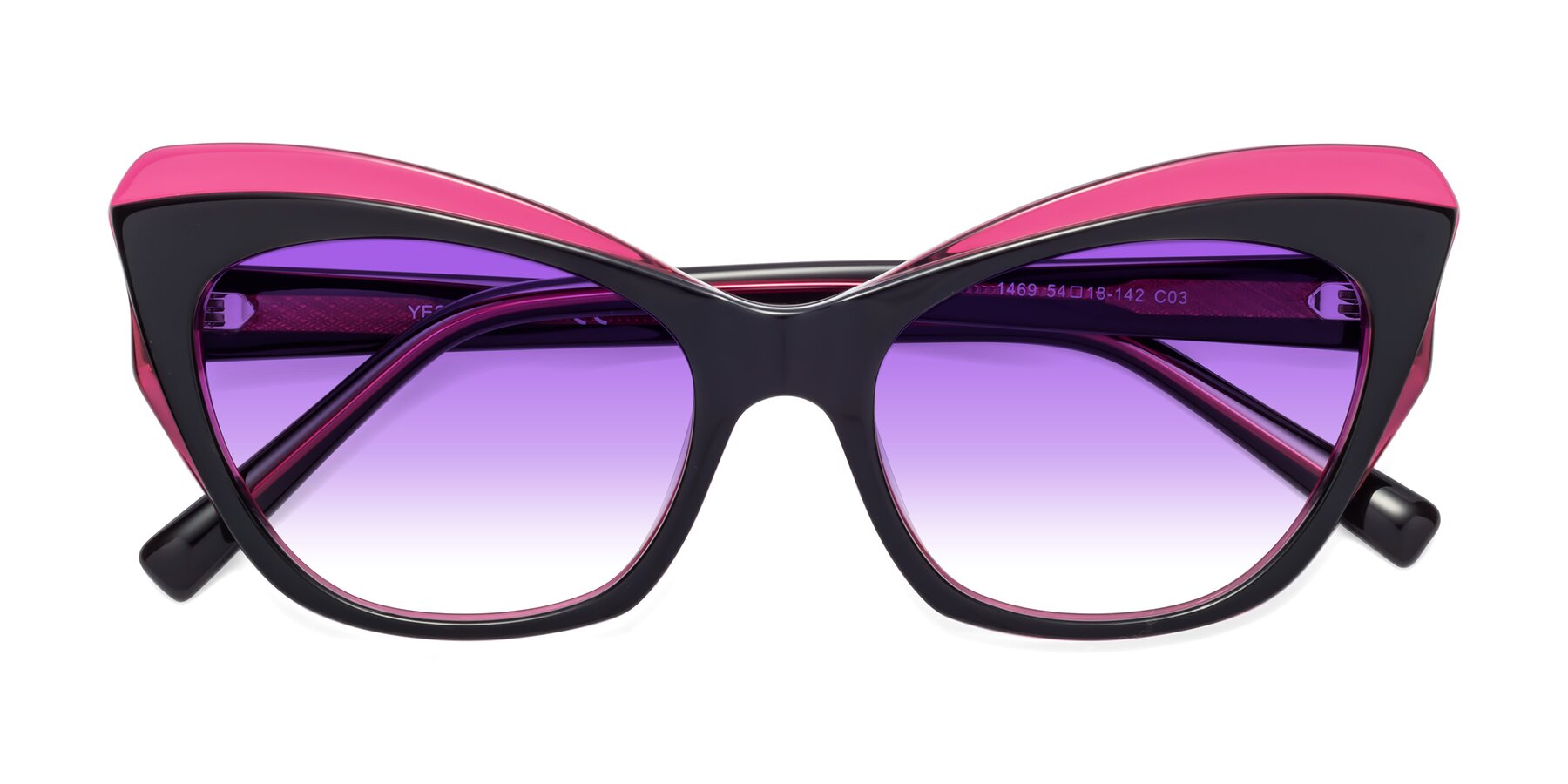 Folded Front of 1469 in Black-Plum with Purple Gradient Lenses