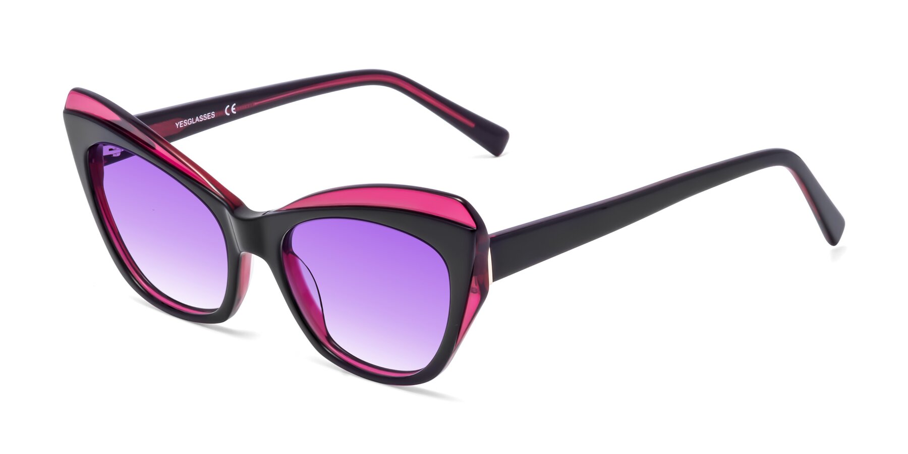 Angle of 1469 in Black-Plum with Purple Gradient Lenses