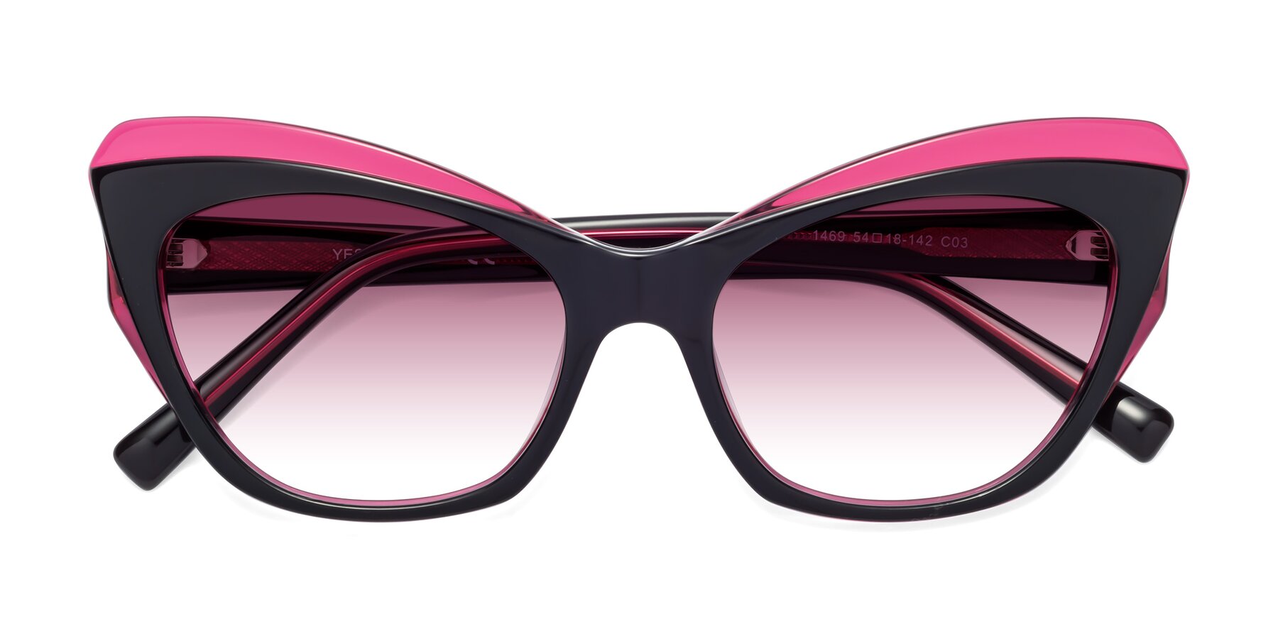 Folded Front of 1469 in Black-Plum with Wine Gradient Lenses