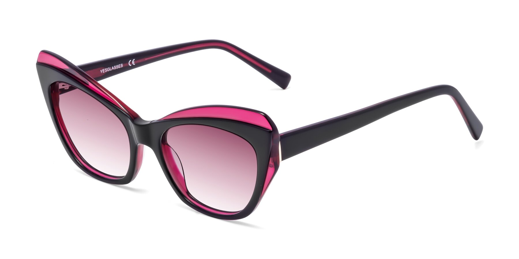 Angle of 1469 in Black-Plum with Wine Gradient Lenses