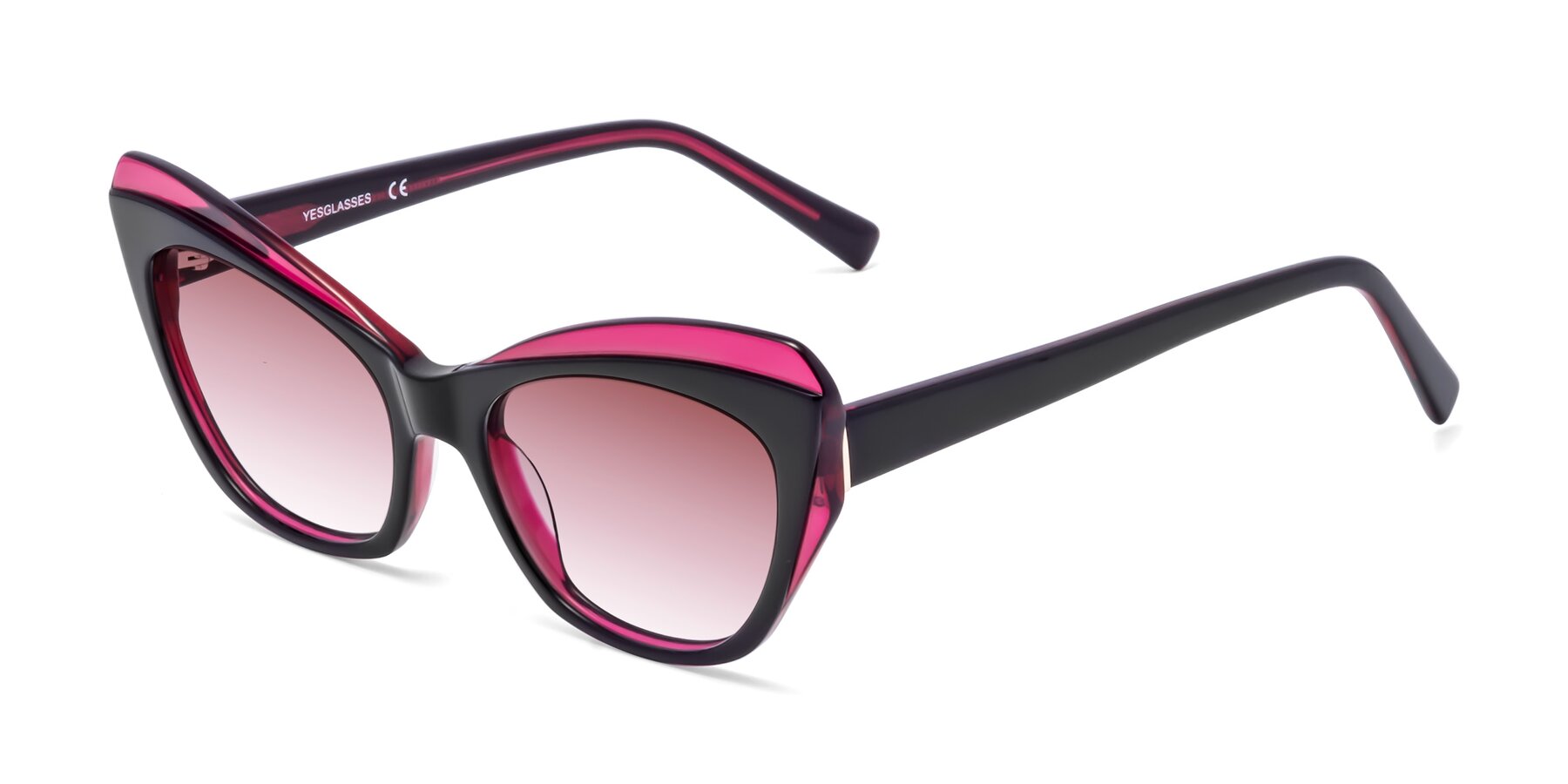 Angle of 1469 in Black-Plum with Garnet Gradient Lenses