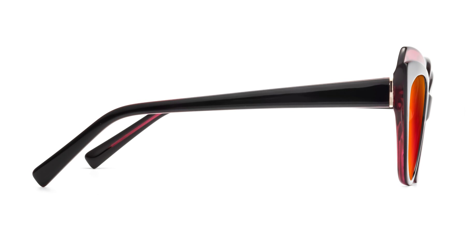 Side of 1469 in Black-Plum with Red Gold Mirrored Lenses