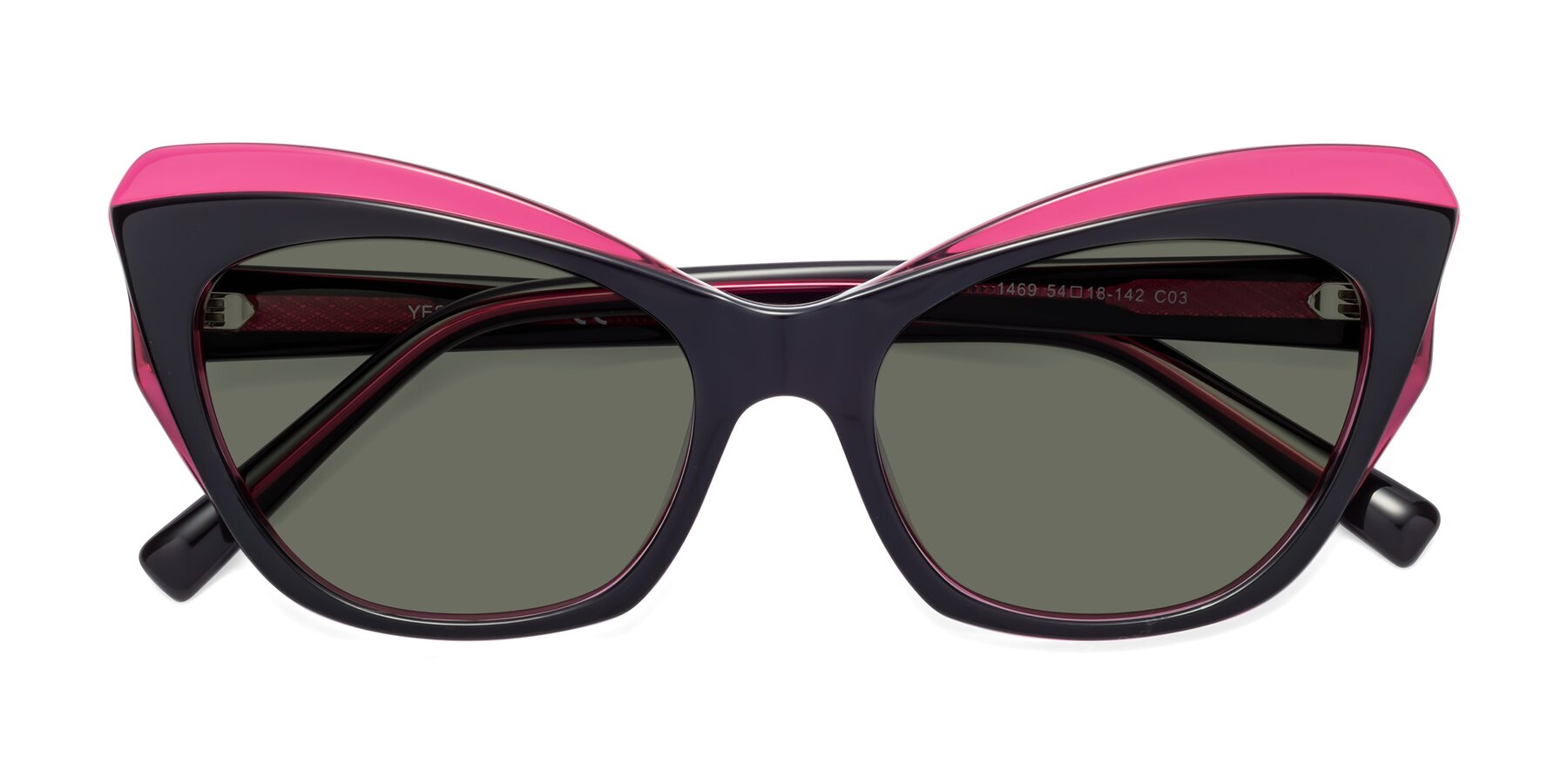 Folded Front of 1469 in Black-Plum with Gray Polarized Lenses