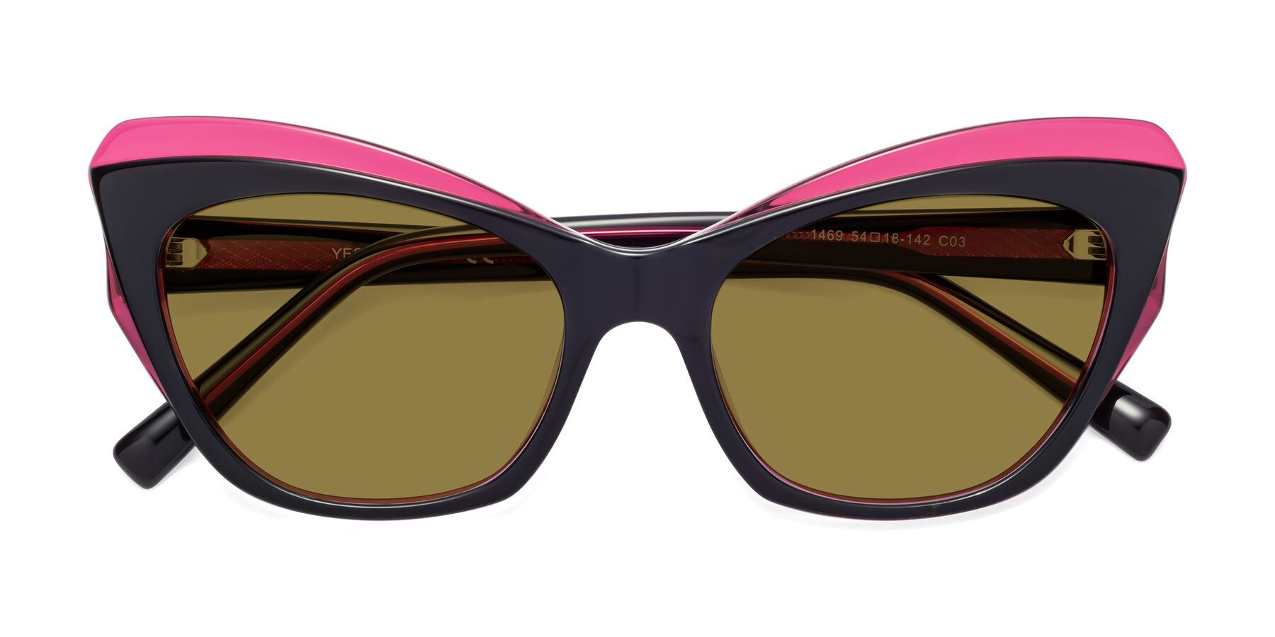 Folded Front of 1469 in Black-Plum with Brown Polarized Lenses