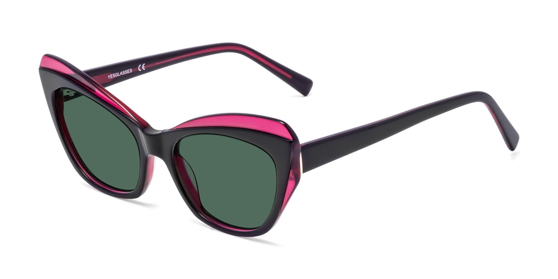 Angle of 1469 in Black-Plum with Green Polarized Lenses
