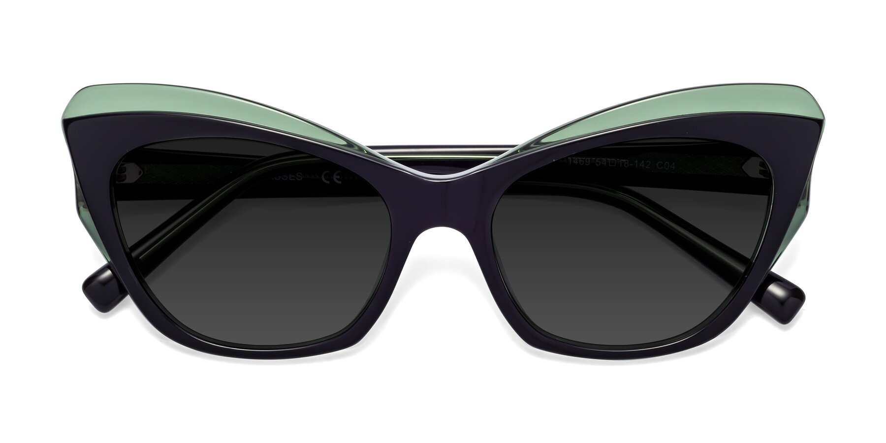 Folded Front of 1469 in Black-Green with Gray Polarized TAC Lenses
