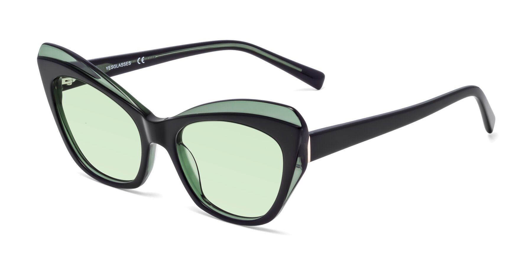 Angle of 1469 in Black-Green with Light Green Tinted Lenses