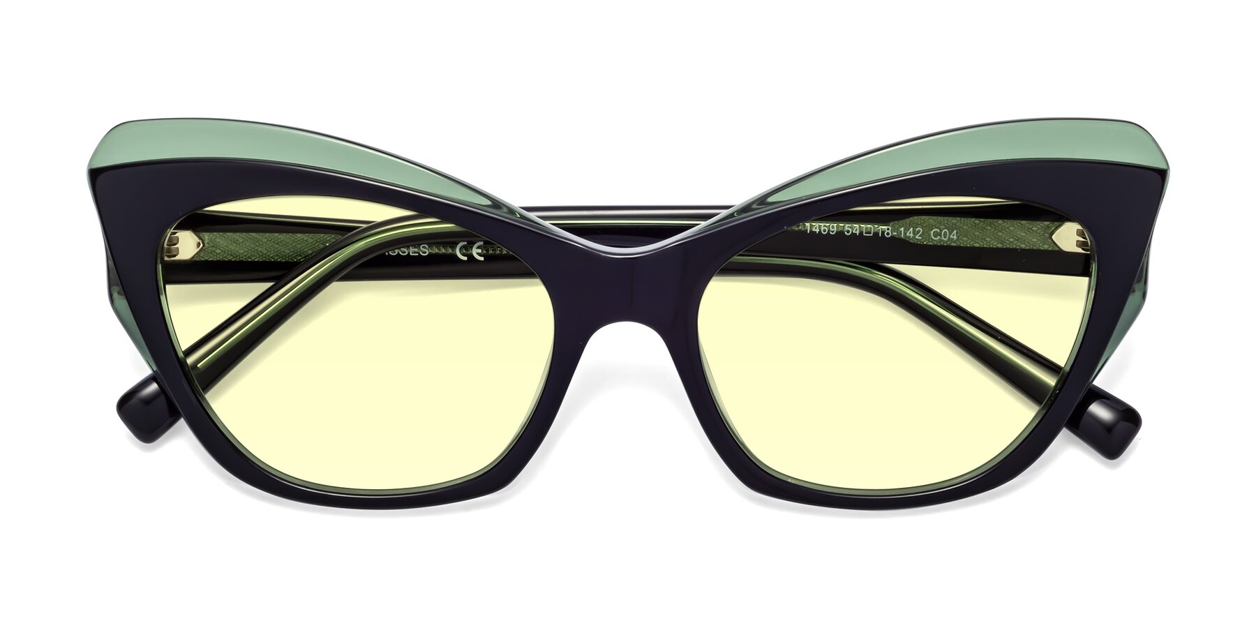 Folded Front of 1469 in Black-Green with Light Yellow Tinted Lenses