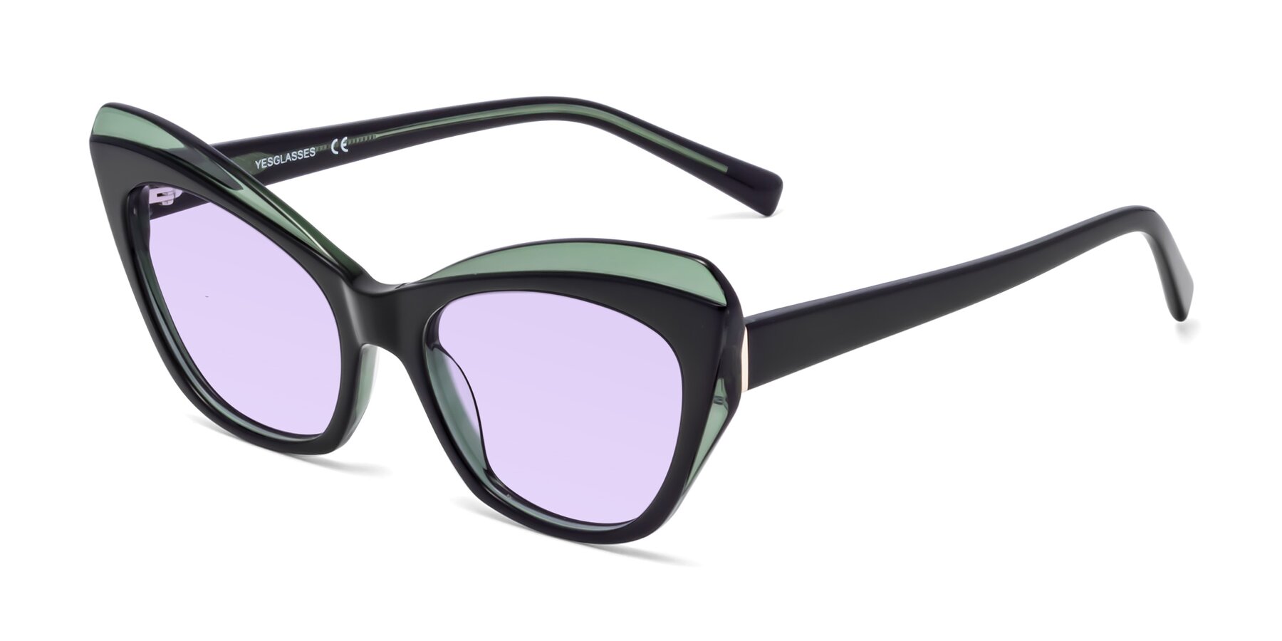 Angle of 1469 in Black-Green with Light Purple Tinted Lenses