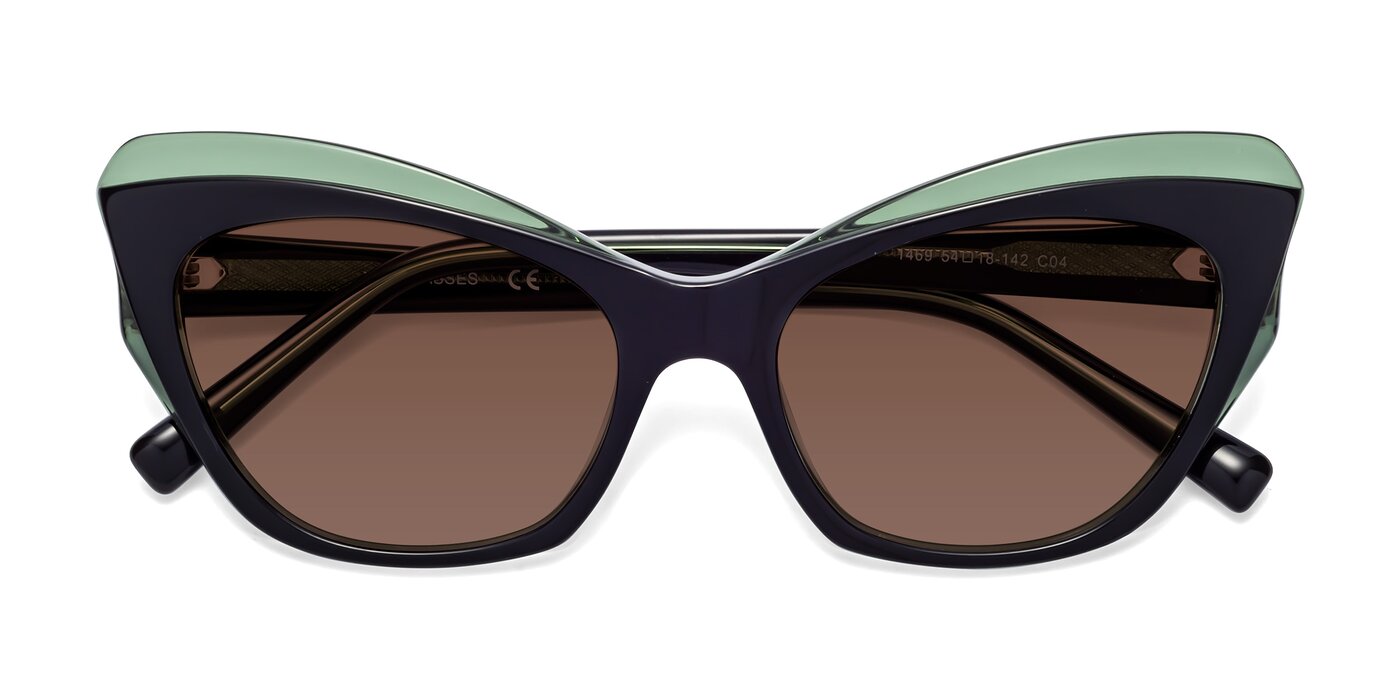 1469 - Black / Green Tinted Sunglasses