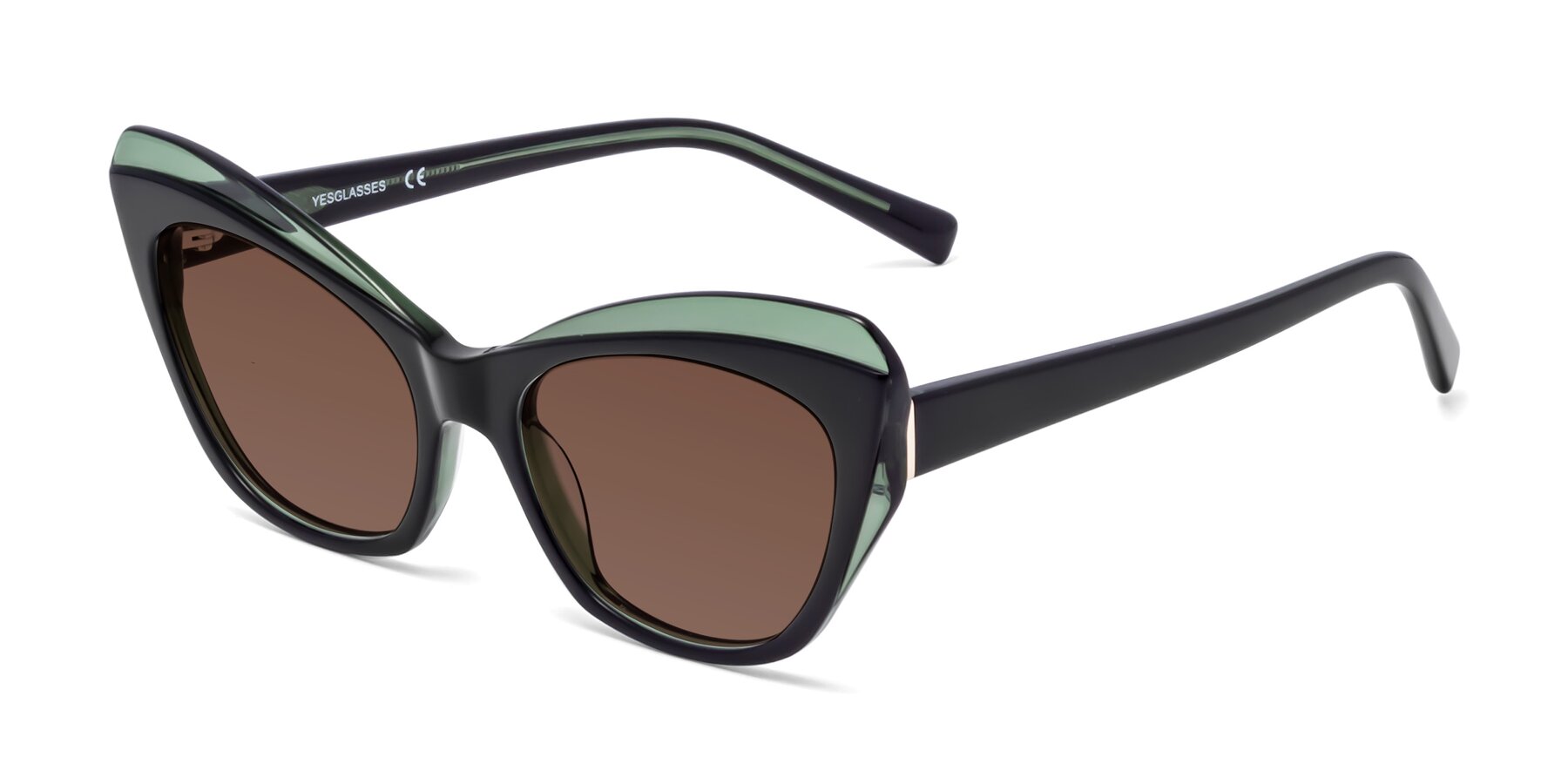 Angle of 1469 in Black-Green with Brown Tinted Lenses
