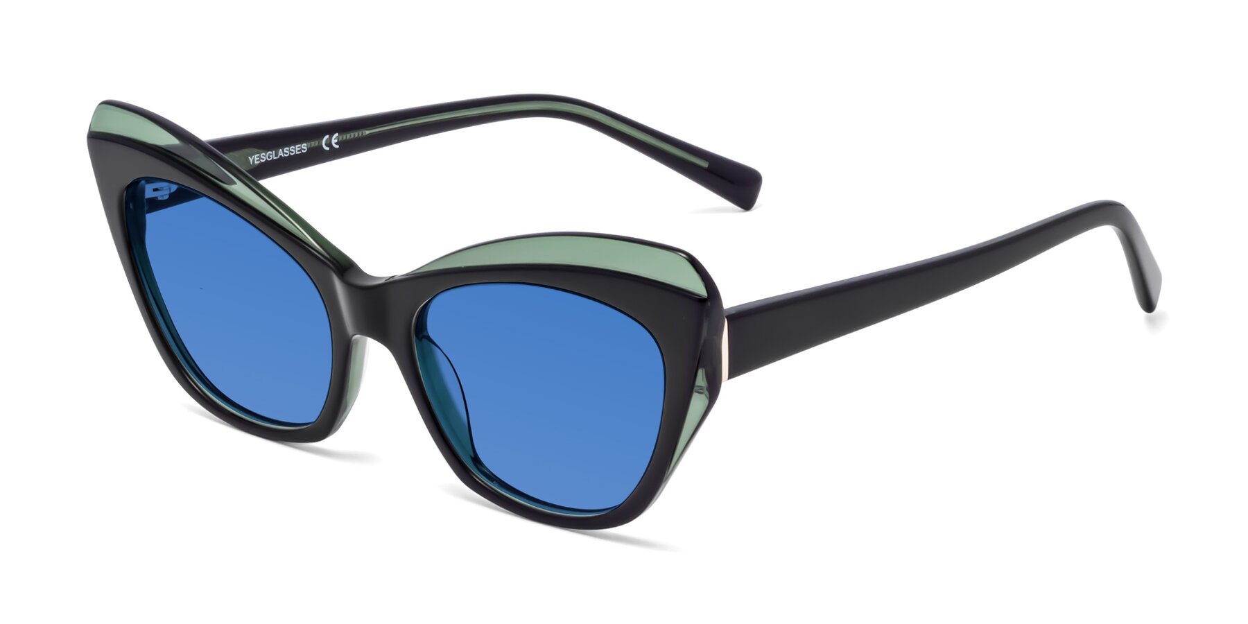 Angle of 1469 in Black-Green with Blue Tinted Lenses