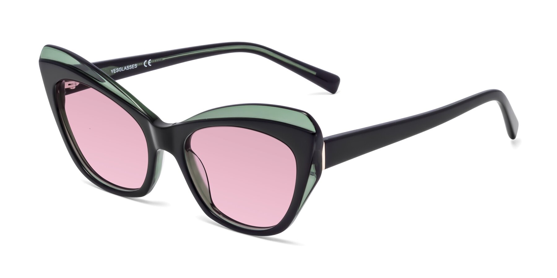 Angle of 1469 in Black-Green with Light Wine Tinted Lenses