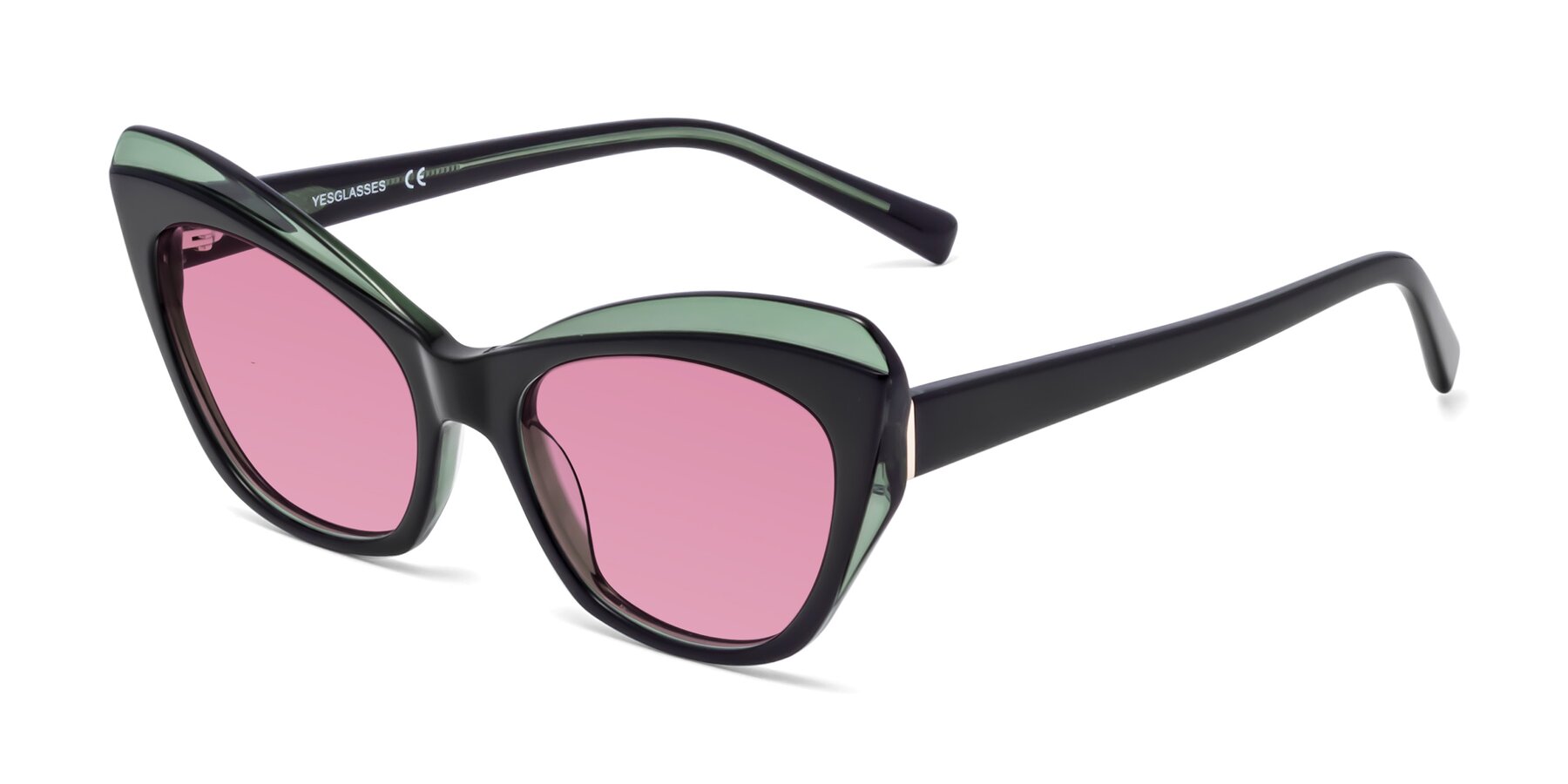 Angle of 1469 in Black-Green with Medium Wine Tinted Lenses