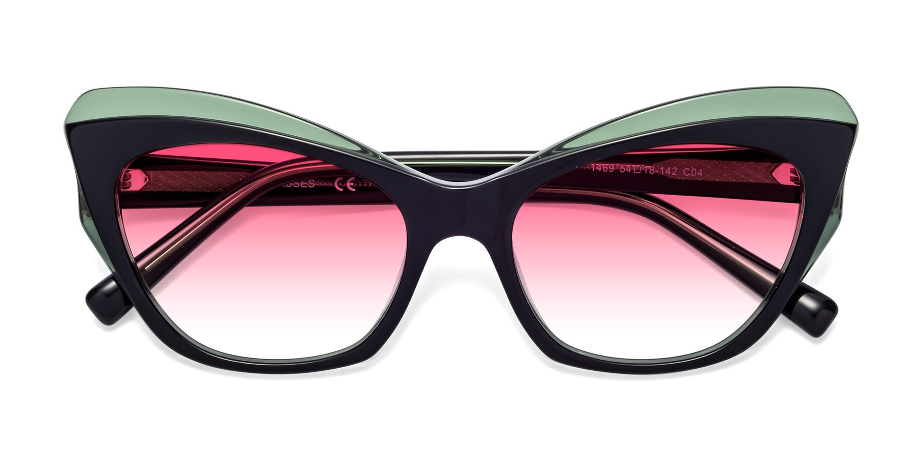 Folded Front of 1469 in Black-Green with Pink Gradient Lenses