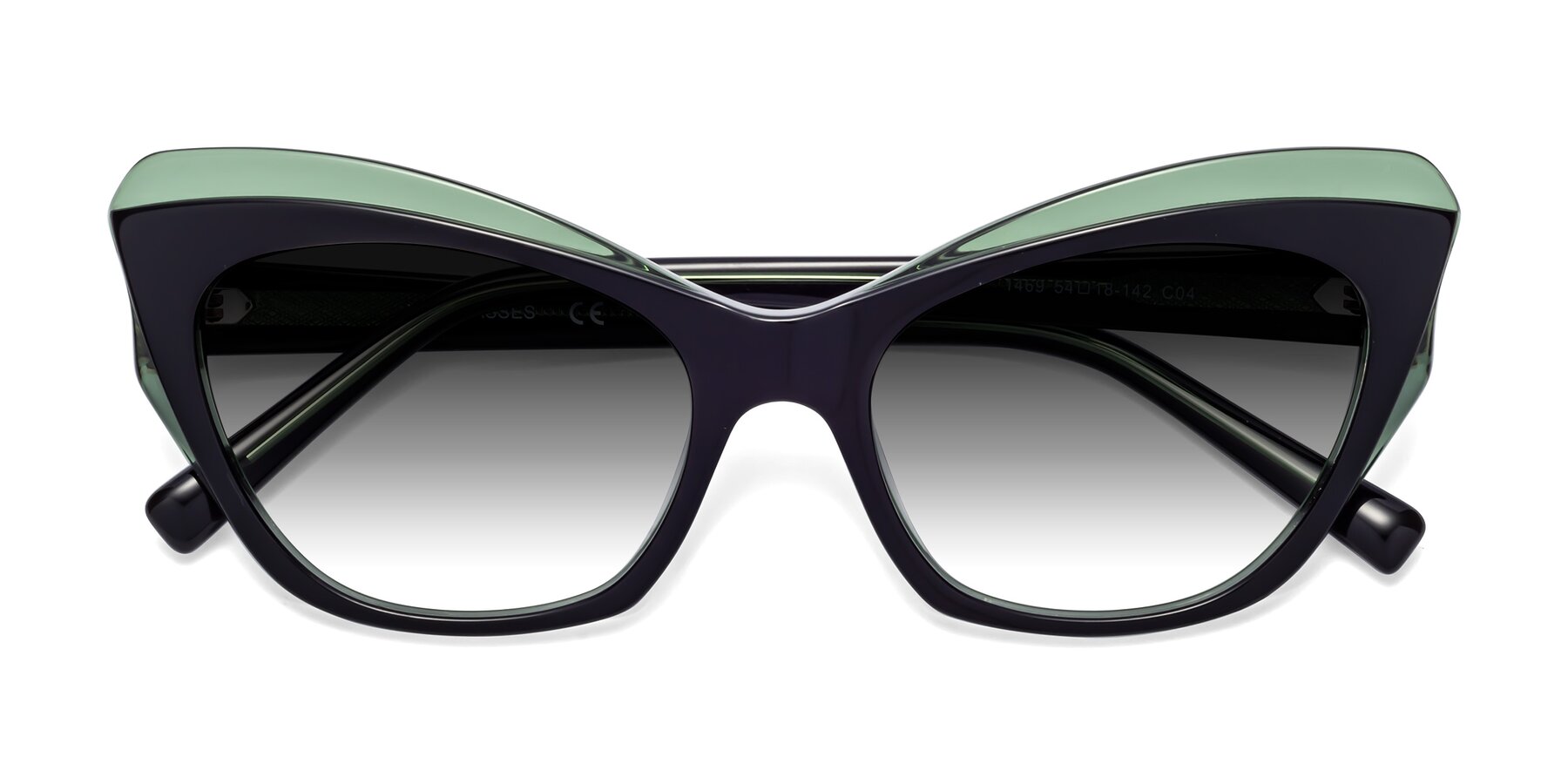 Folded Front of 1469 in Black-Green with Gray Gradient Lenses