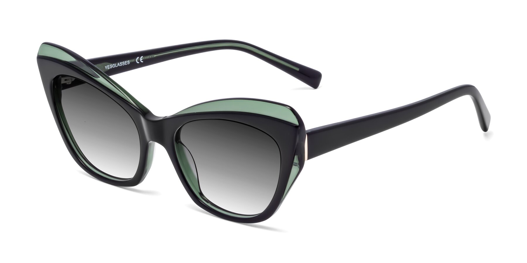 Angle of 1469 in Black-Green with Gray Gradient Lenses