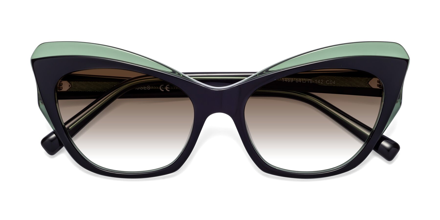 Folded Front of 1469 in Black-Green with Brown Gradient Lenses