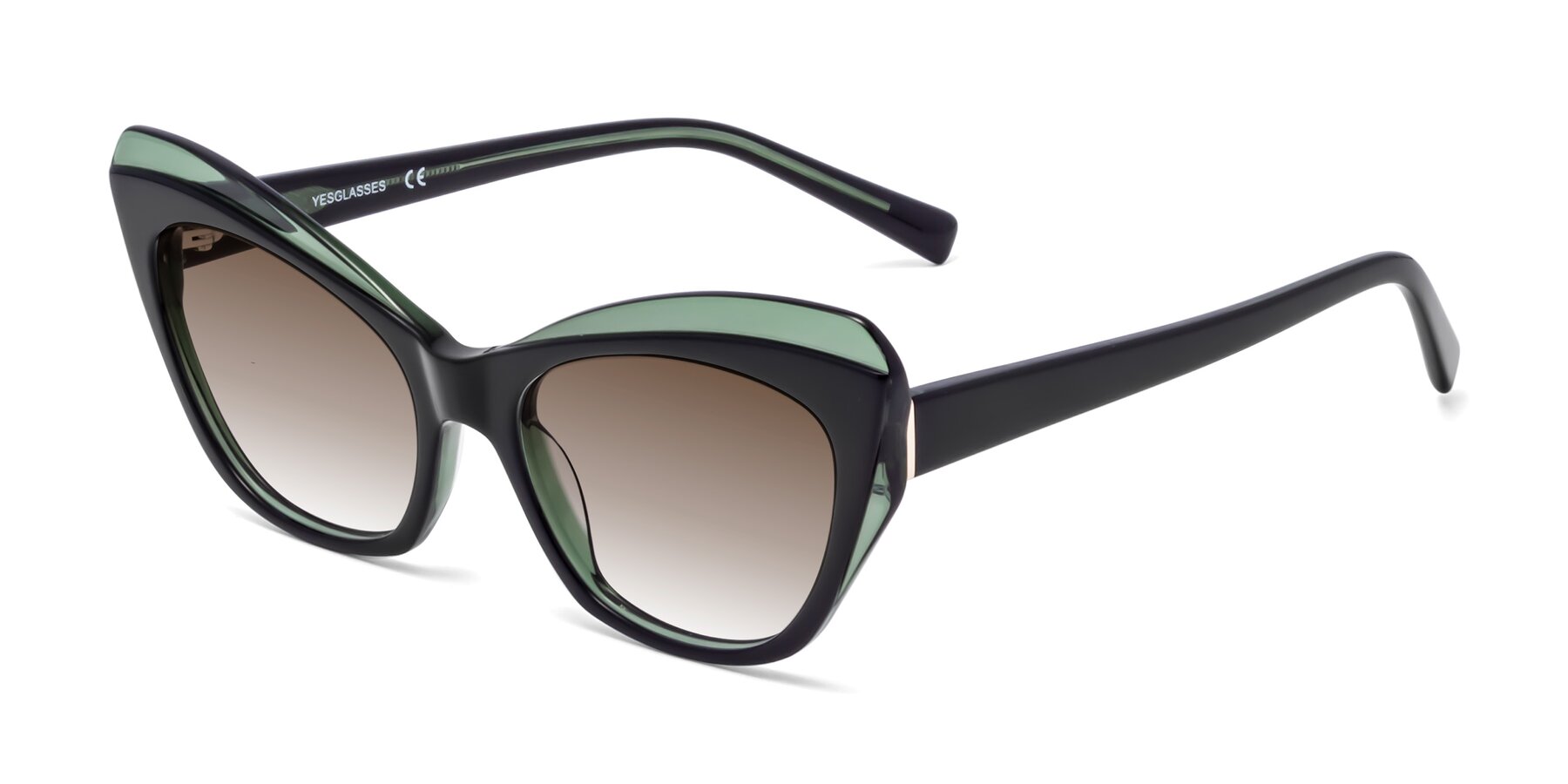 Angle of 1469 in Black-Green with Brown Gradient Lenses