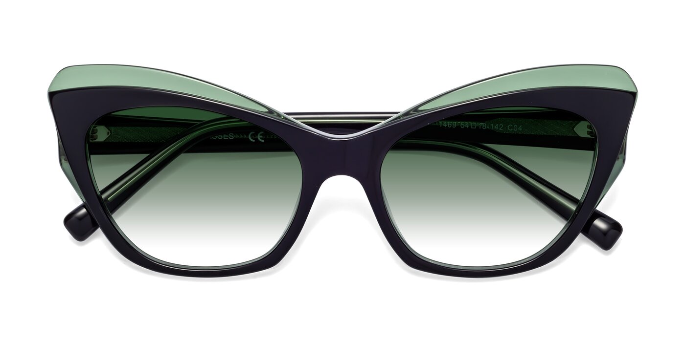 1469 - Black / Green Gradient Sunglasses