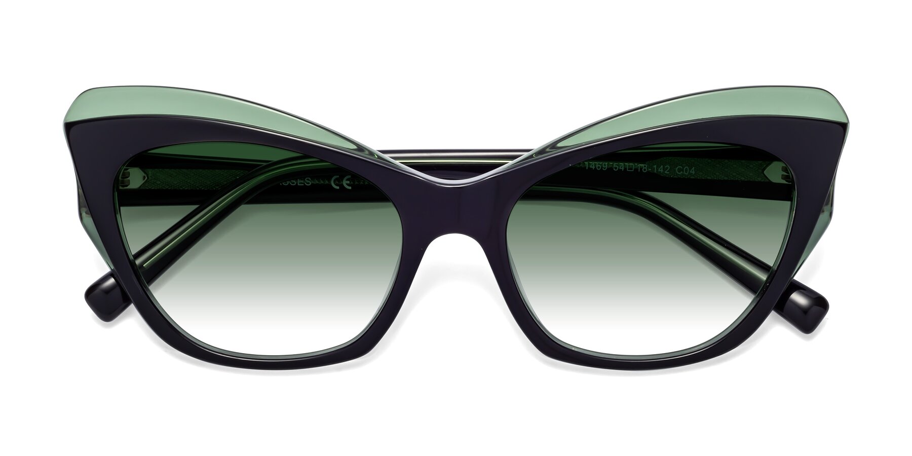Folded Front of 1469 in Black-Green with Green Gradient Lenses