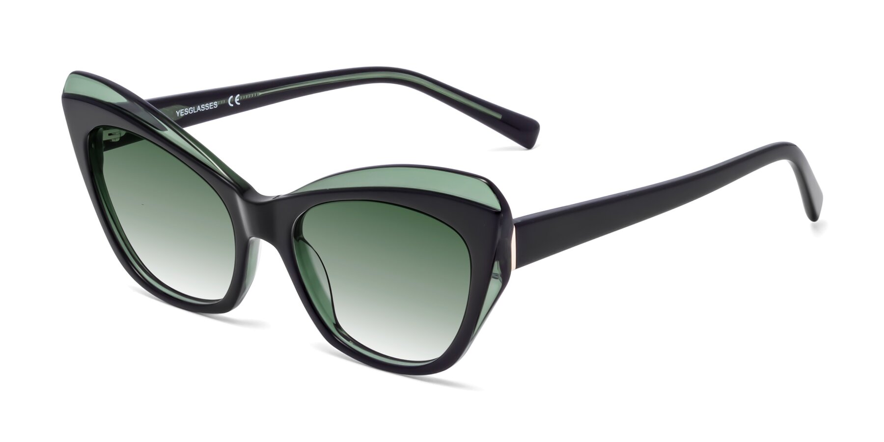 Angle of 1469 in Black-Green with Green Gradient Lenses