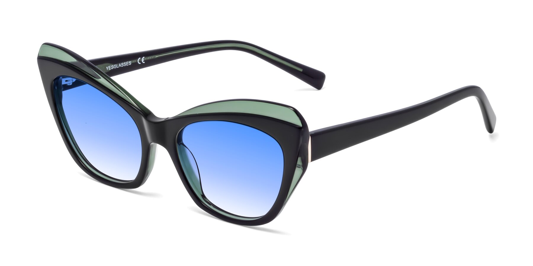 Angle of 1469 in Black-Green with Blue Gradient Lenses