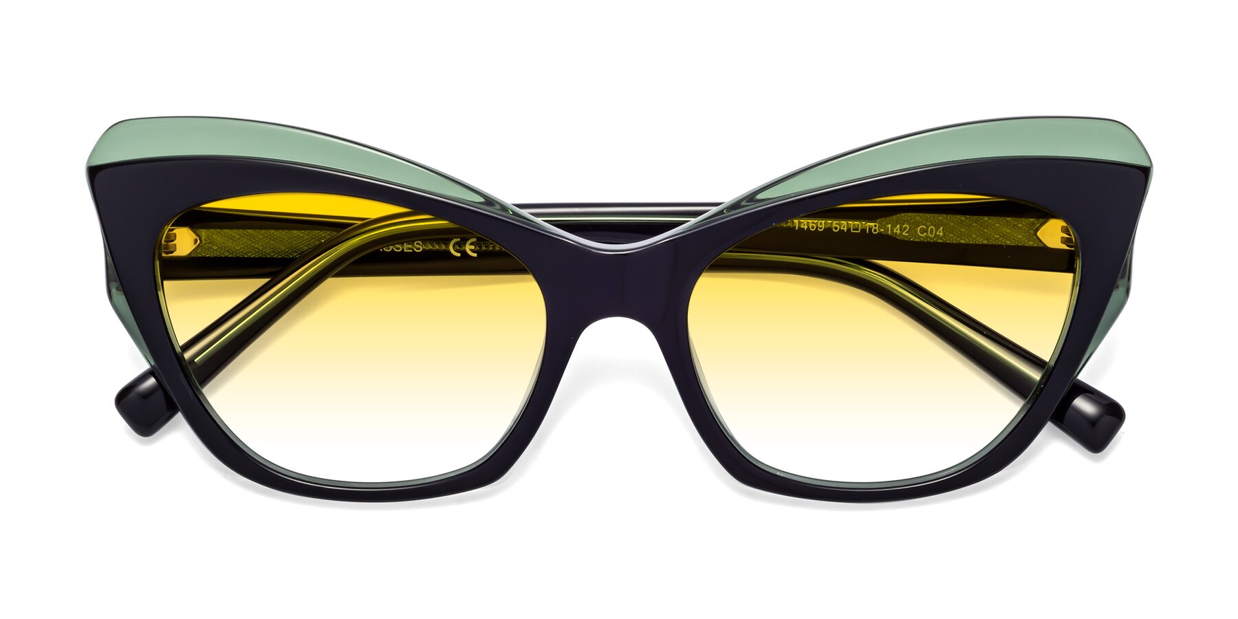 Folded Front of 1469 in Black-Green with Yellow Gradient Lenses