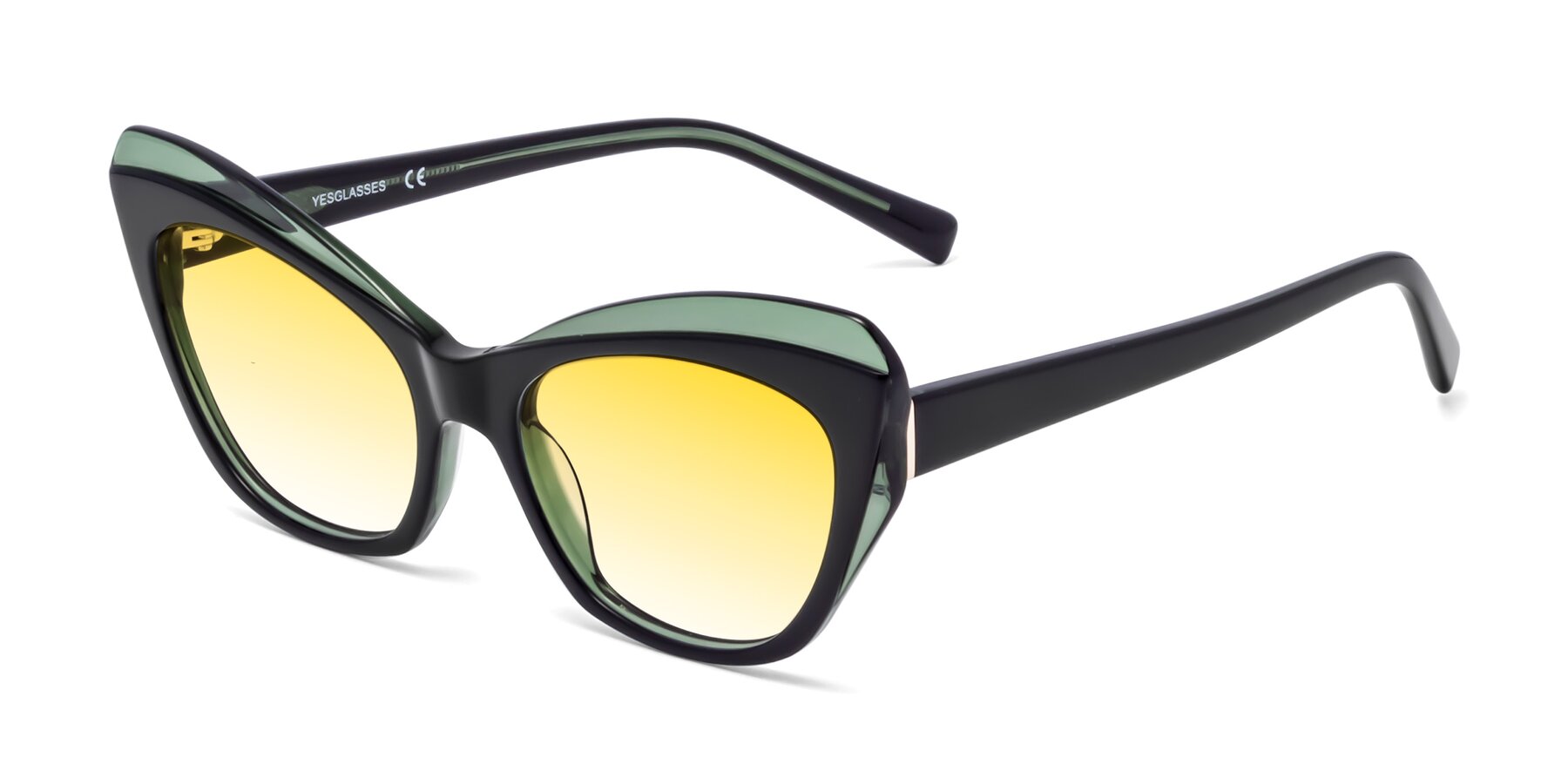 Angle of 1469 in Black-Green with Yellow Gradient Lenses