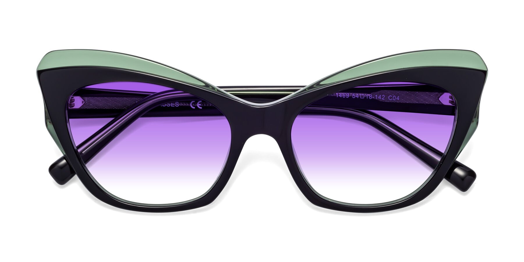 Folded Front of 1469 in Black-Green with Purple Gradient Lenses