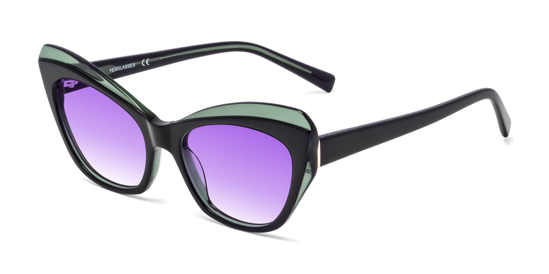 Angle of 1469 in Black-Green with Purple Gradient Lenses