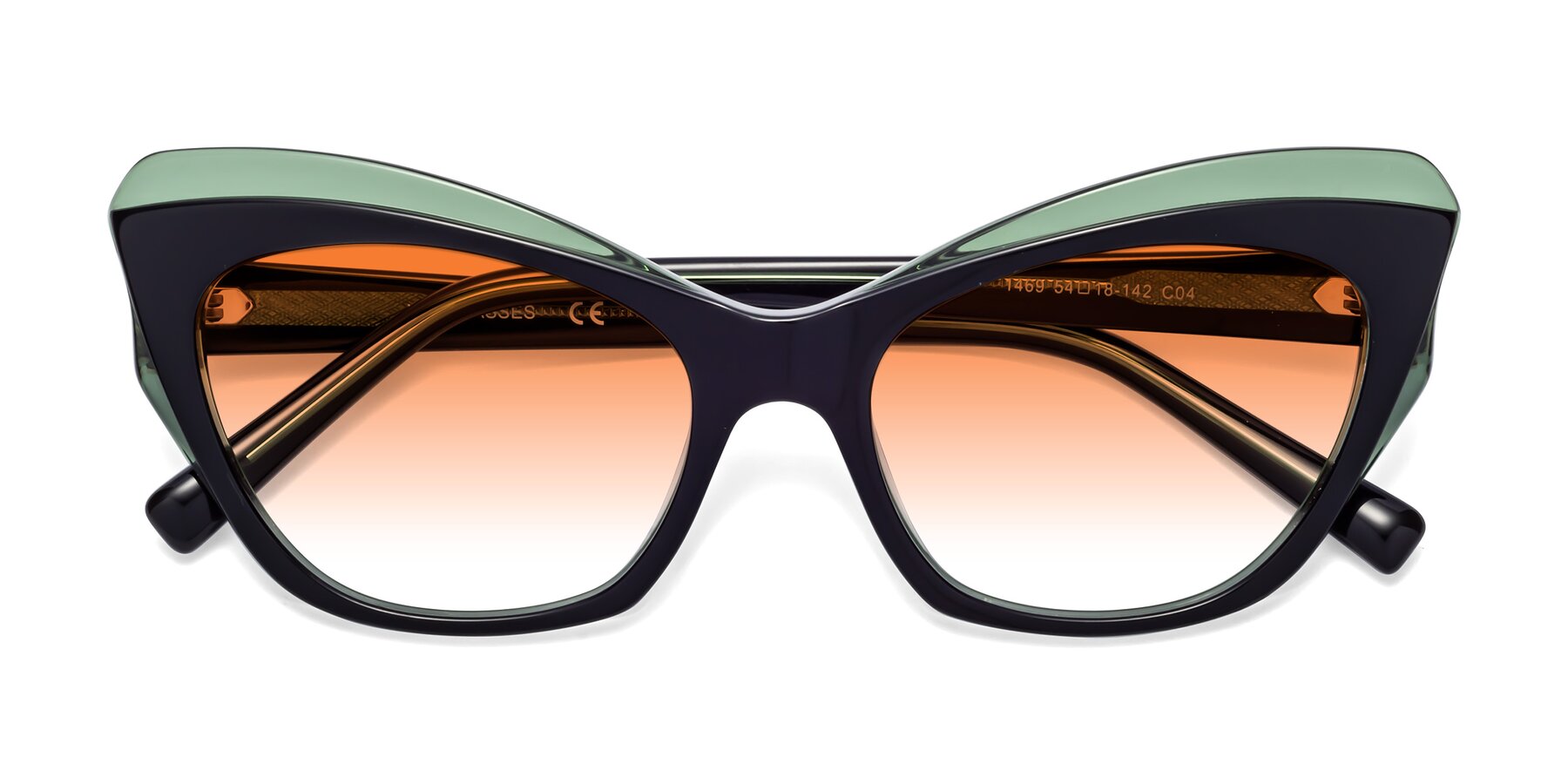 Folded Front of 1469 in Black-Green with Orange Gradient Lenses