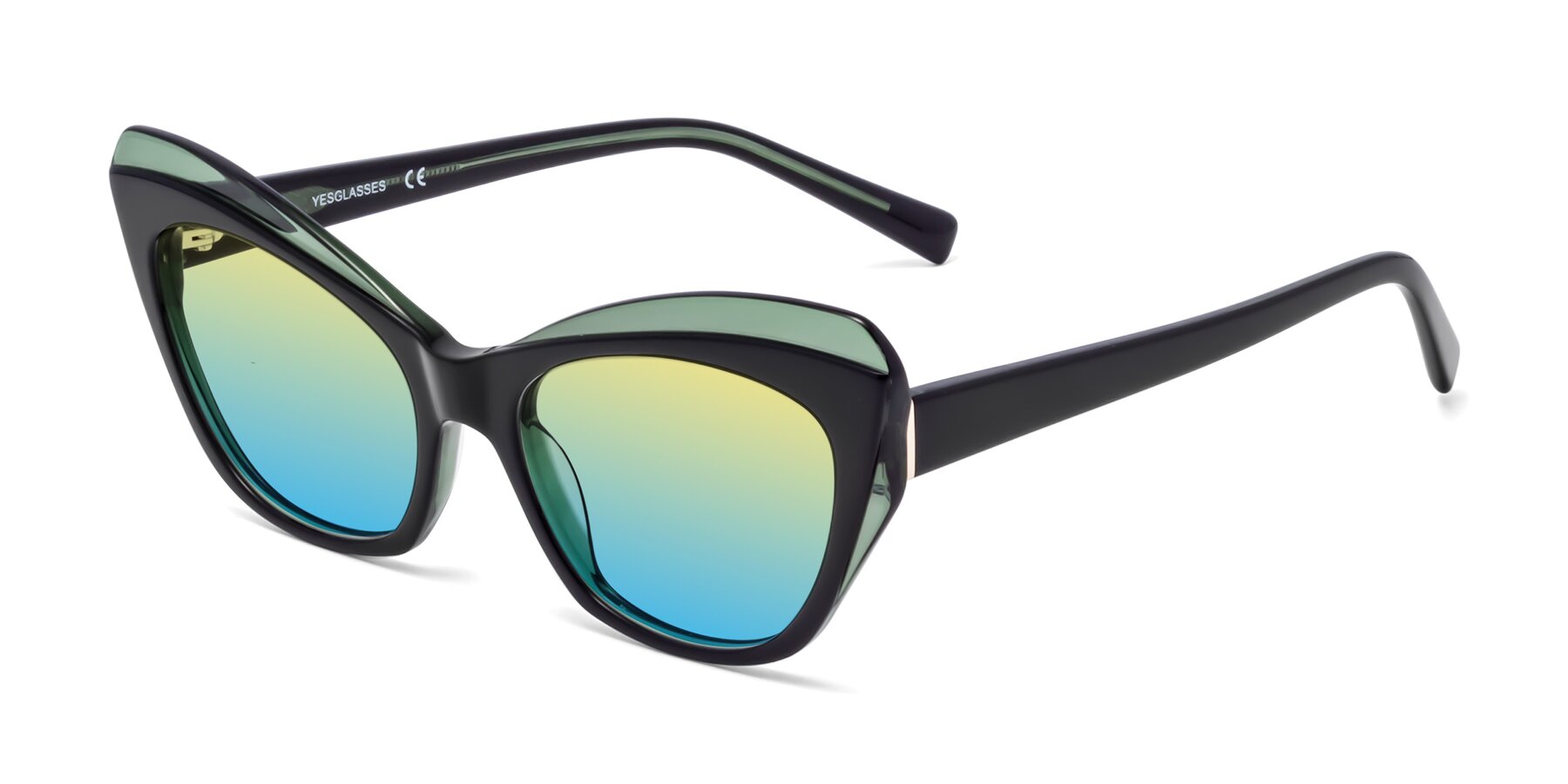 Angle of 1469 in Black-Green with Yellow / Blue Gradient Lenses