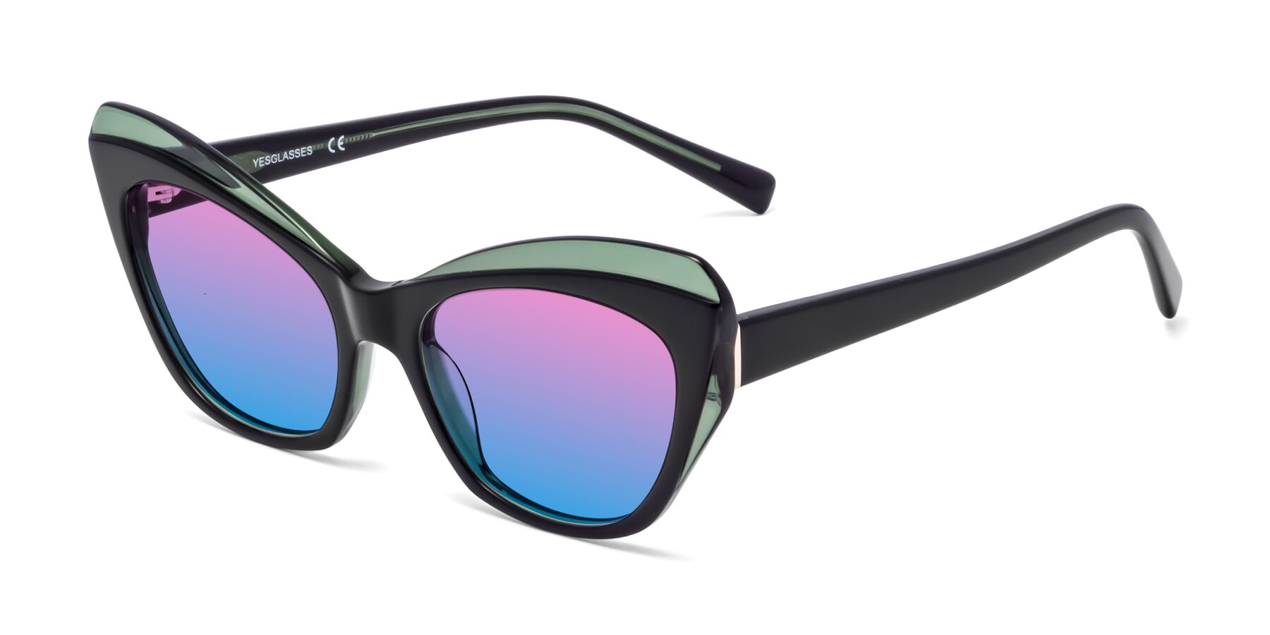 Angle of 1469 in Black-Green with Pink / Blue Gradient Lenses