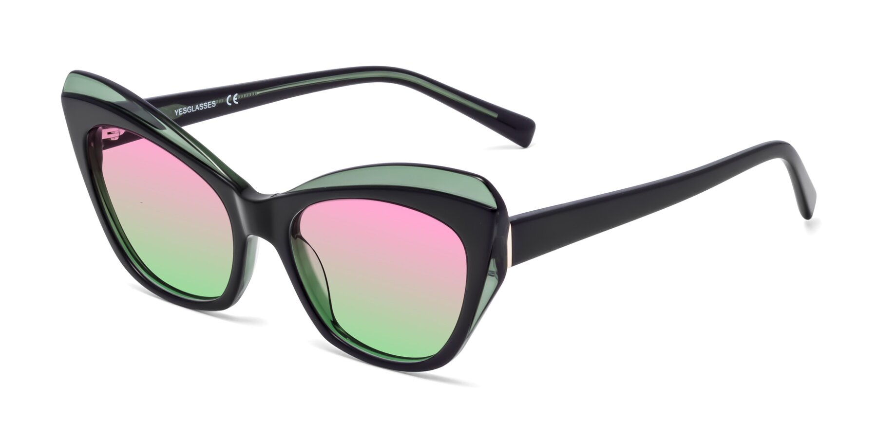 Angle of 1469 in Black-Green with Pink / Green Gradient Lenses