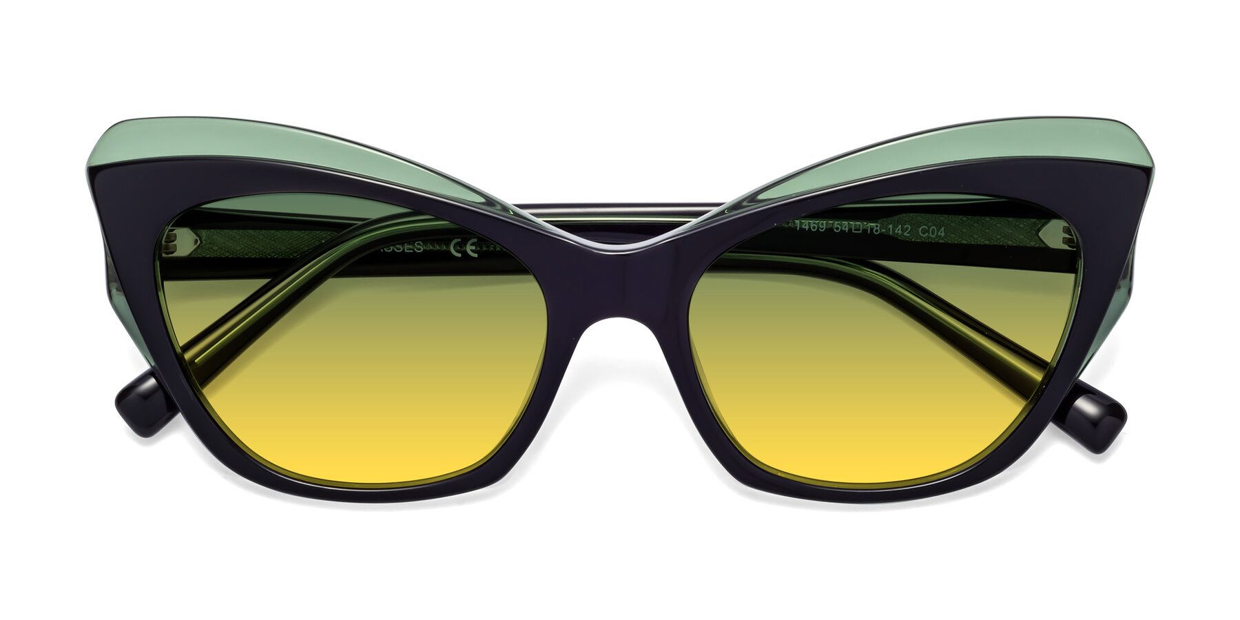 Folded Front of 1469 in Black-Green with Green / Yellow Gradient Lenses