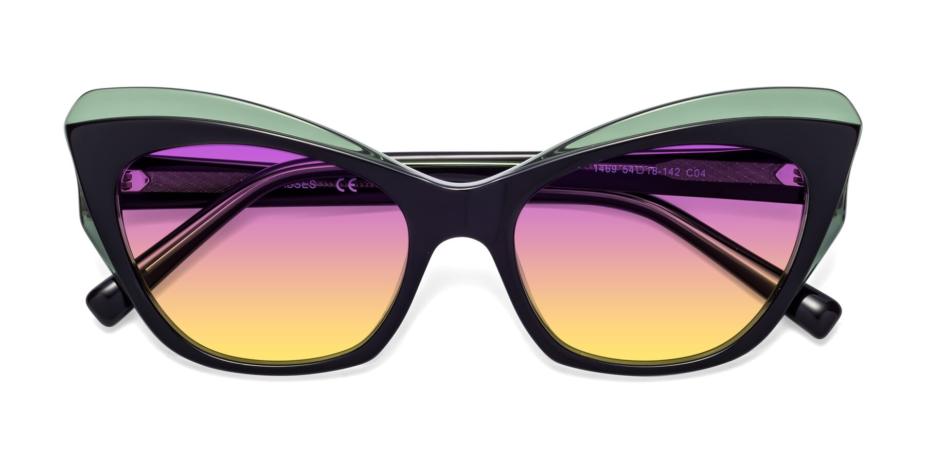 Folded Front of 1469 in Black-Green with Purple / Yellow Gradient Lenses
