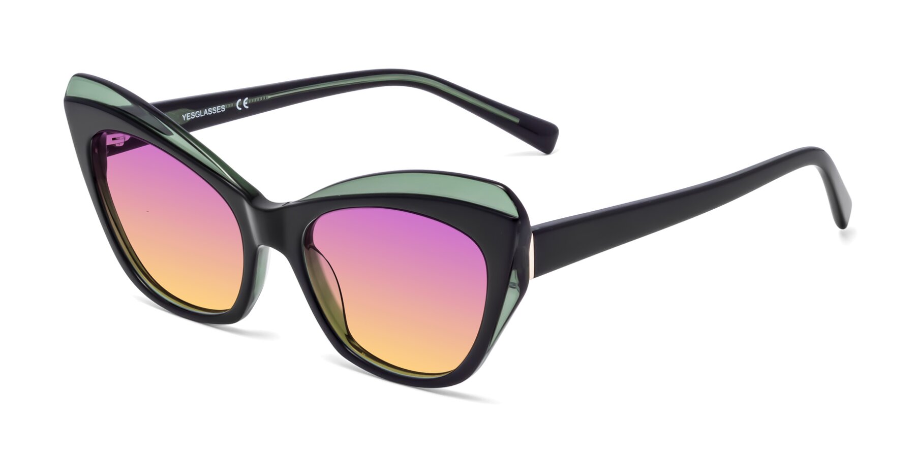 Angle of 1469 in Black-Green with Purple / Yellow Gradient Lenses