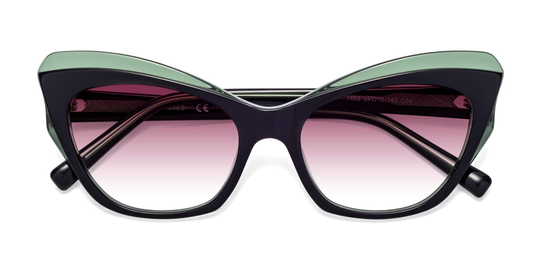 Folded Front of 1469 in Black-Green with Wine Gradient Lenses