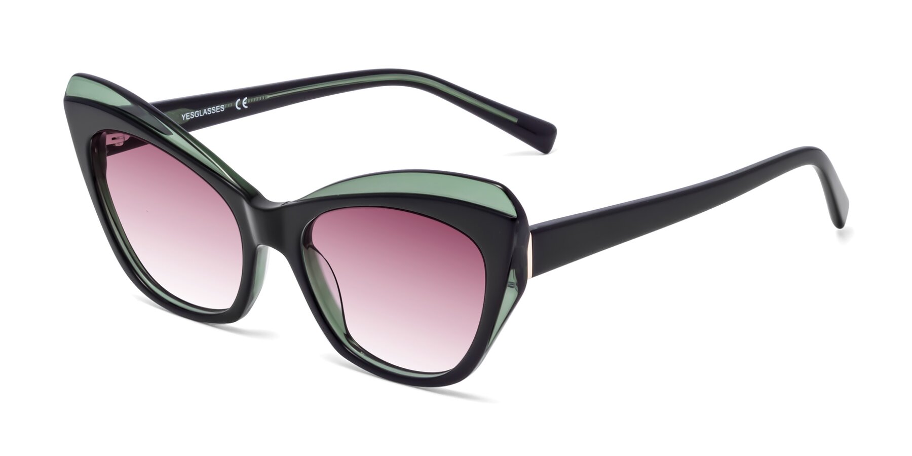 Angle of 1469 in Black-Green with Wine Gradient Lenses