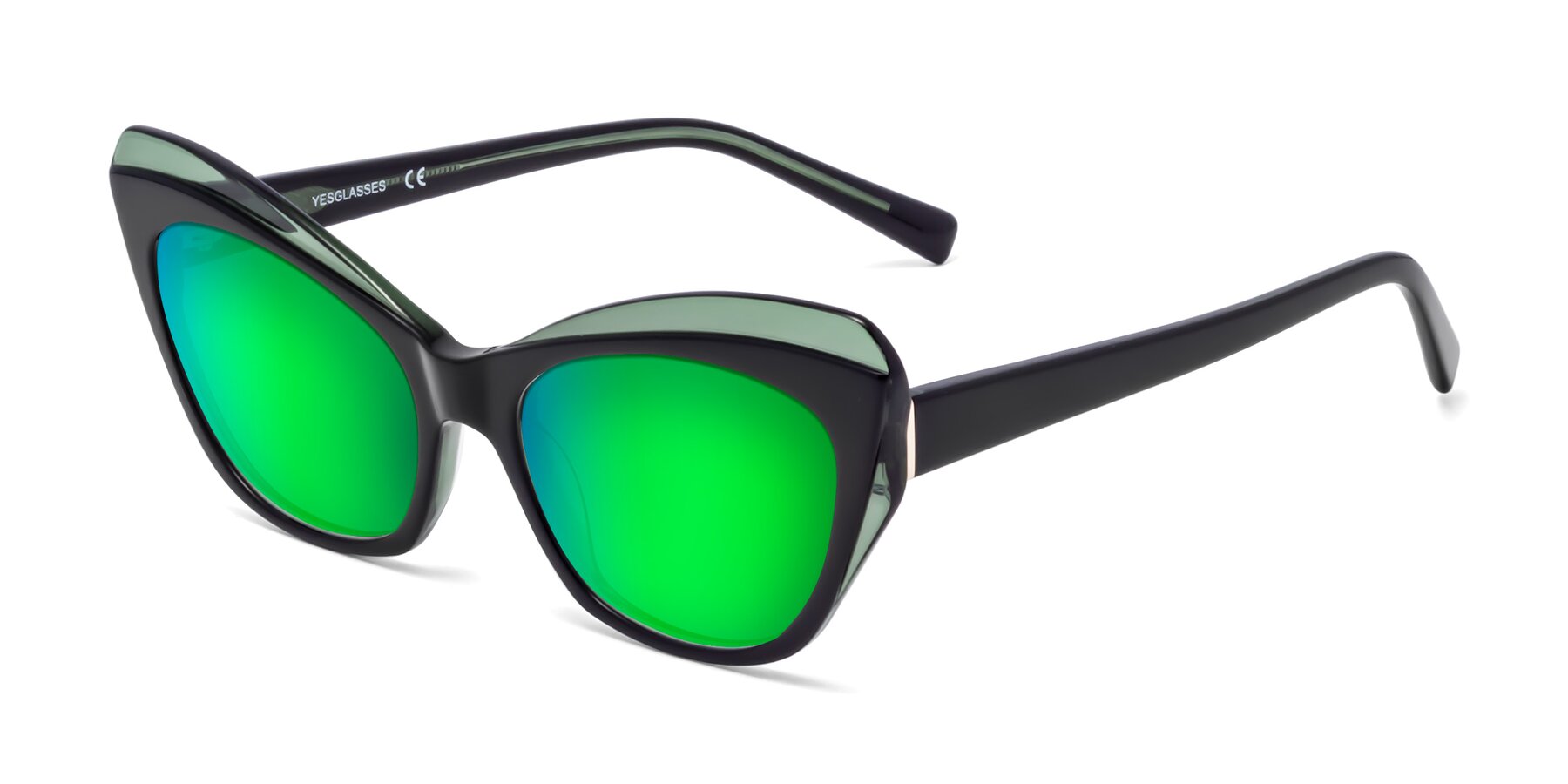 Angle of 1469 in Black-Green with Green Mirrored Lenses