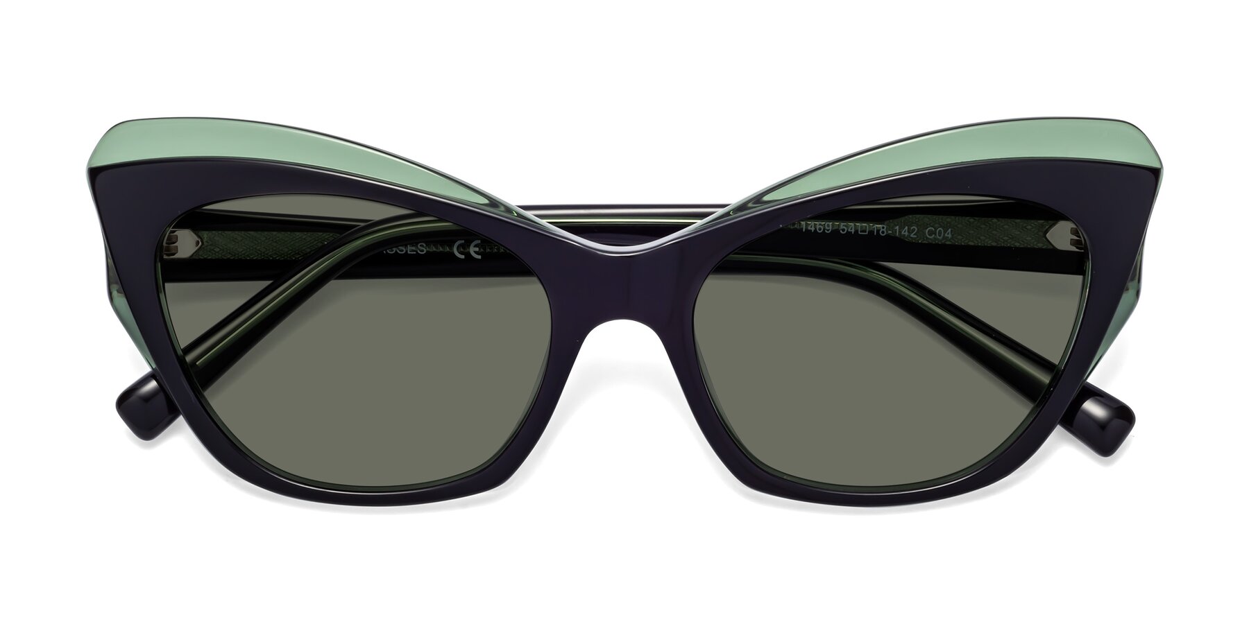 Folded Front of 1469 in Black-Green with Gray Polarized Lenses