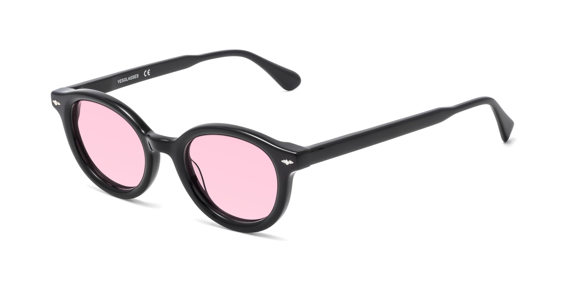 Angle of 1472 in Black with Light Pink Tinted Lenses