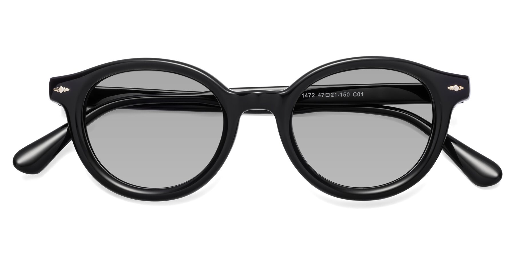 Folded Front of 1472 in Black with Light Gray Tinted Lenses