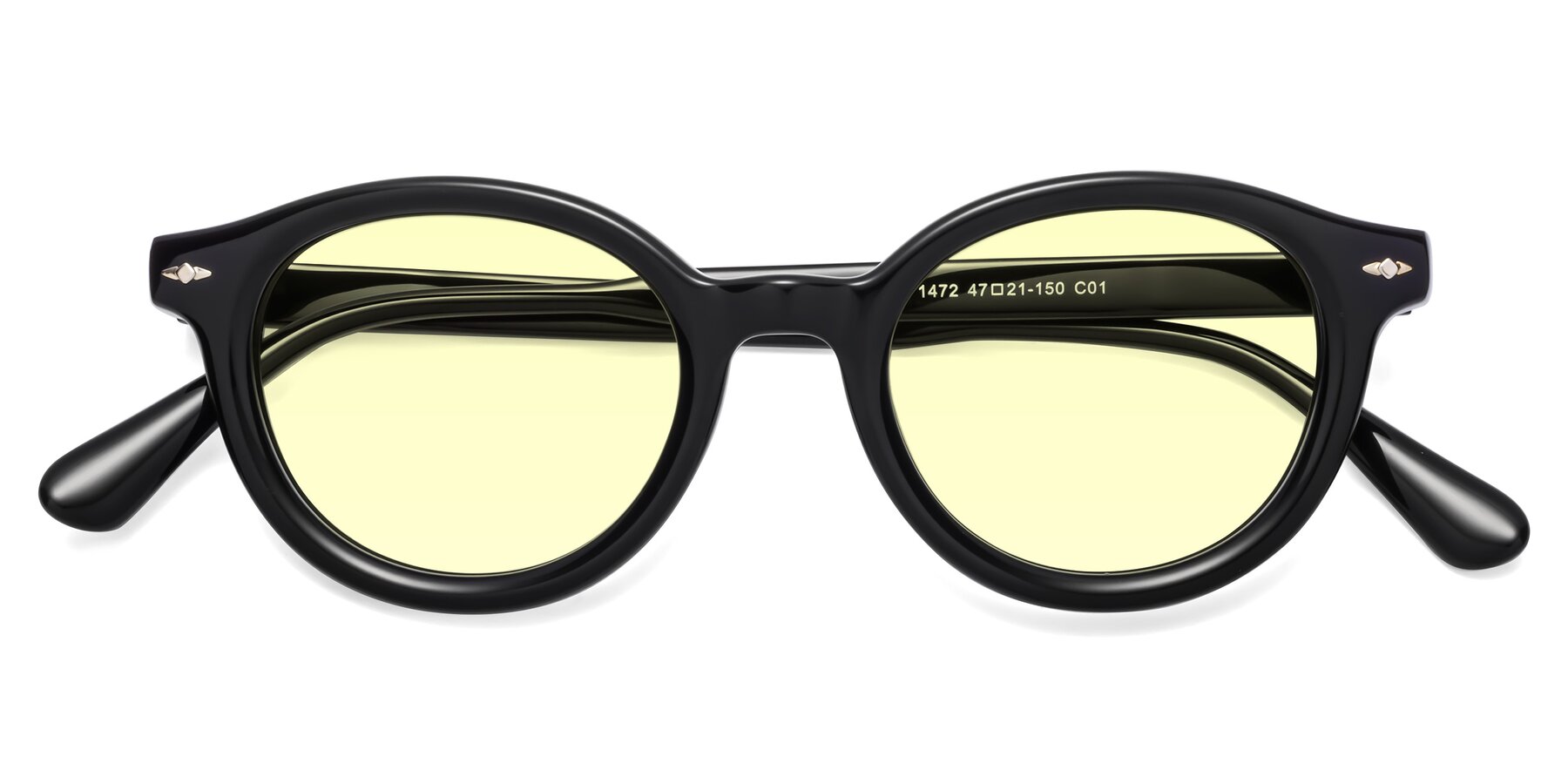 Folded Front of 1472 in Black with Light Yellow Tinted Lenses