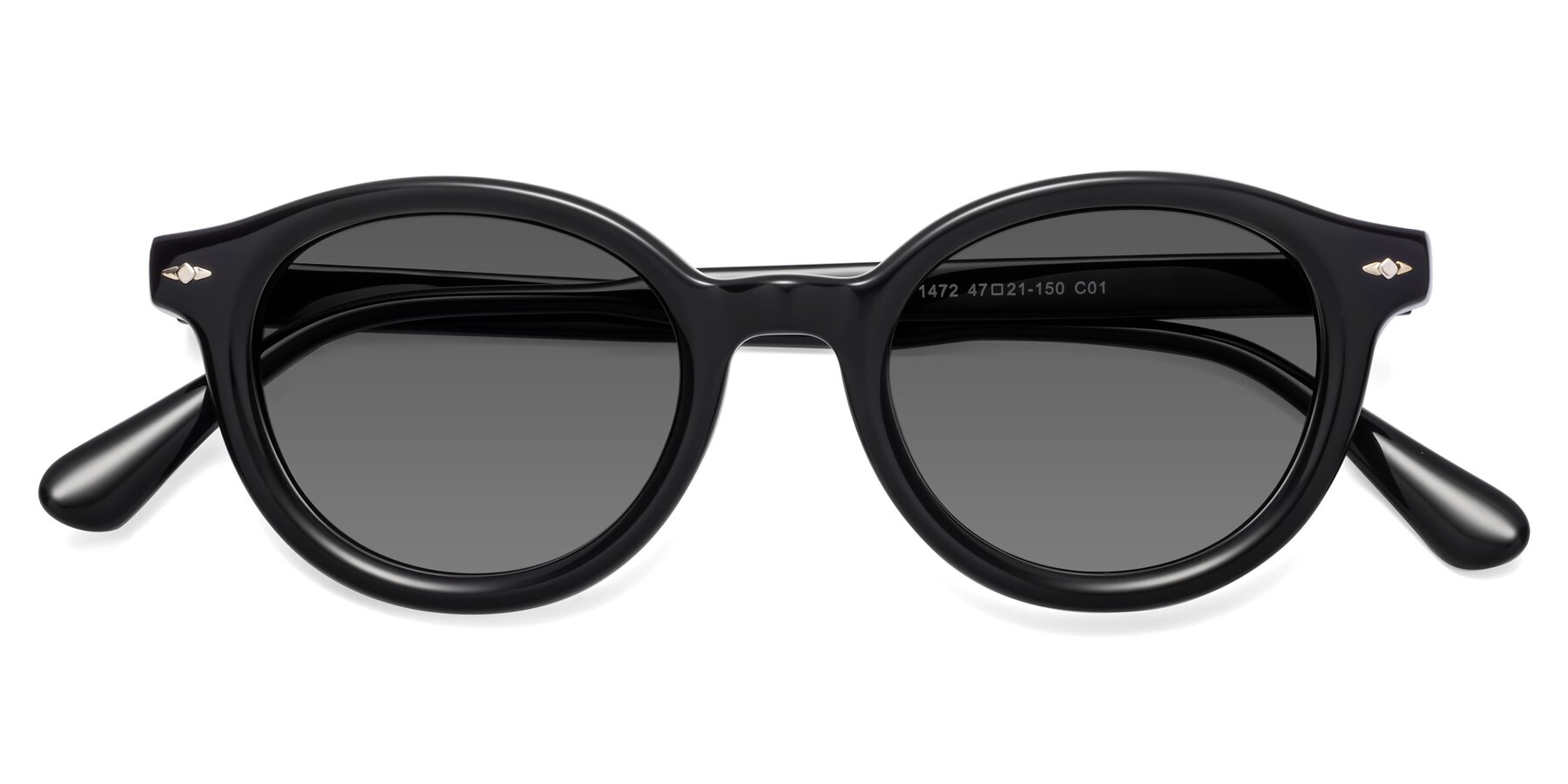 Folded Front of 1472 in Black with Medium Gray Tinted Lenses