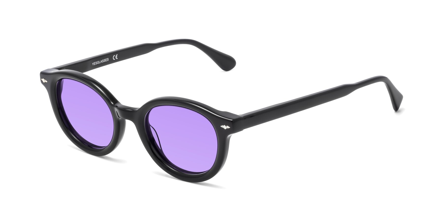 Angle of 1472 in Black with Medium Purple Tinted Lenses