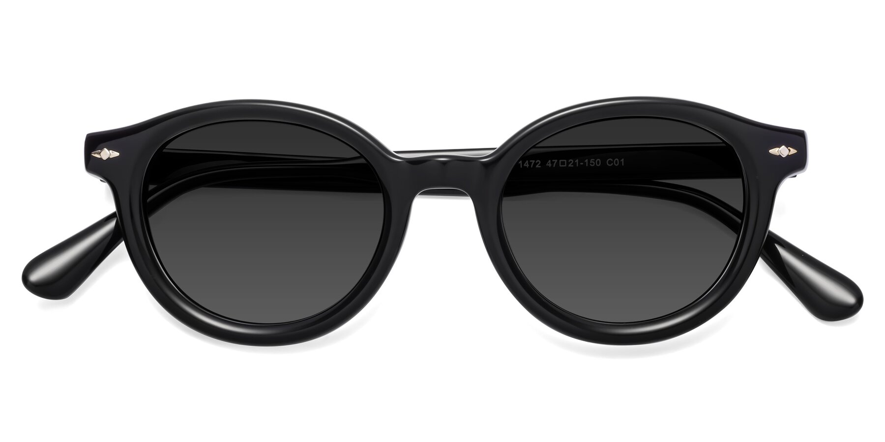 Folded Front of 1472 in Black with Gray Tinted Lenses