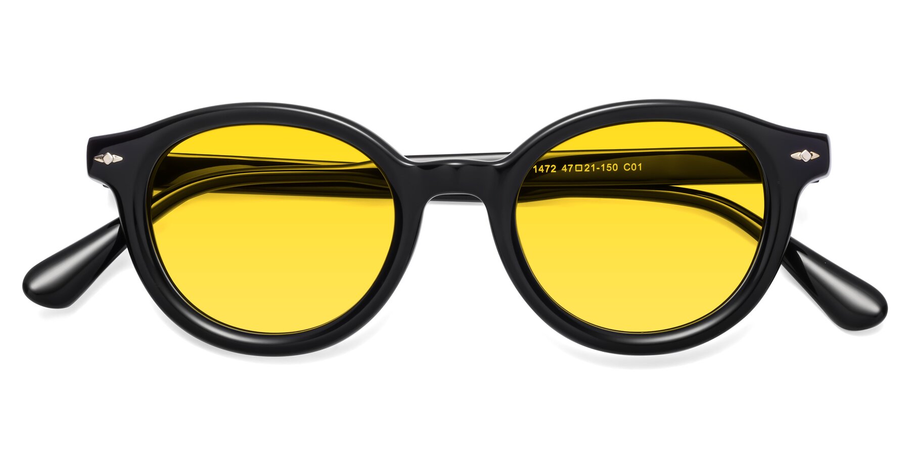 Folded Front of 1472 in Black with Yellow Tinted Lenses